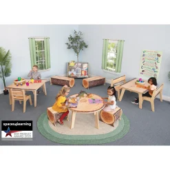 Nature View Live Edge Square Activity Table | 20"H Natural Wood-Inspired Table