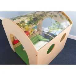 Nature View Reading Haven & Floor Mat Set | Classroom Play House with Built-In Book Shelves