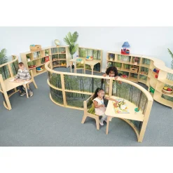 Nature View Serenity Curve-Out Cabinet | 36" Classroom Storage with Acrylic Woodland Back Panel