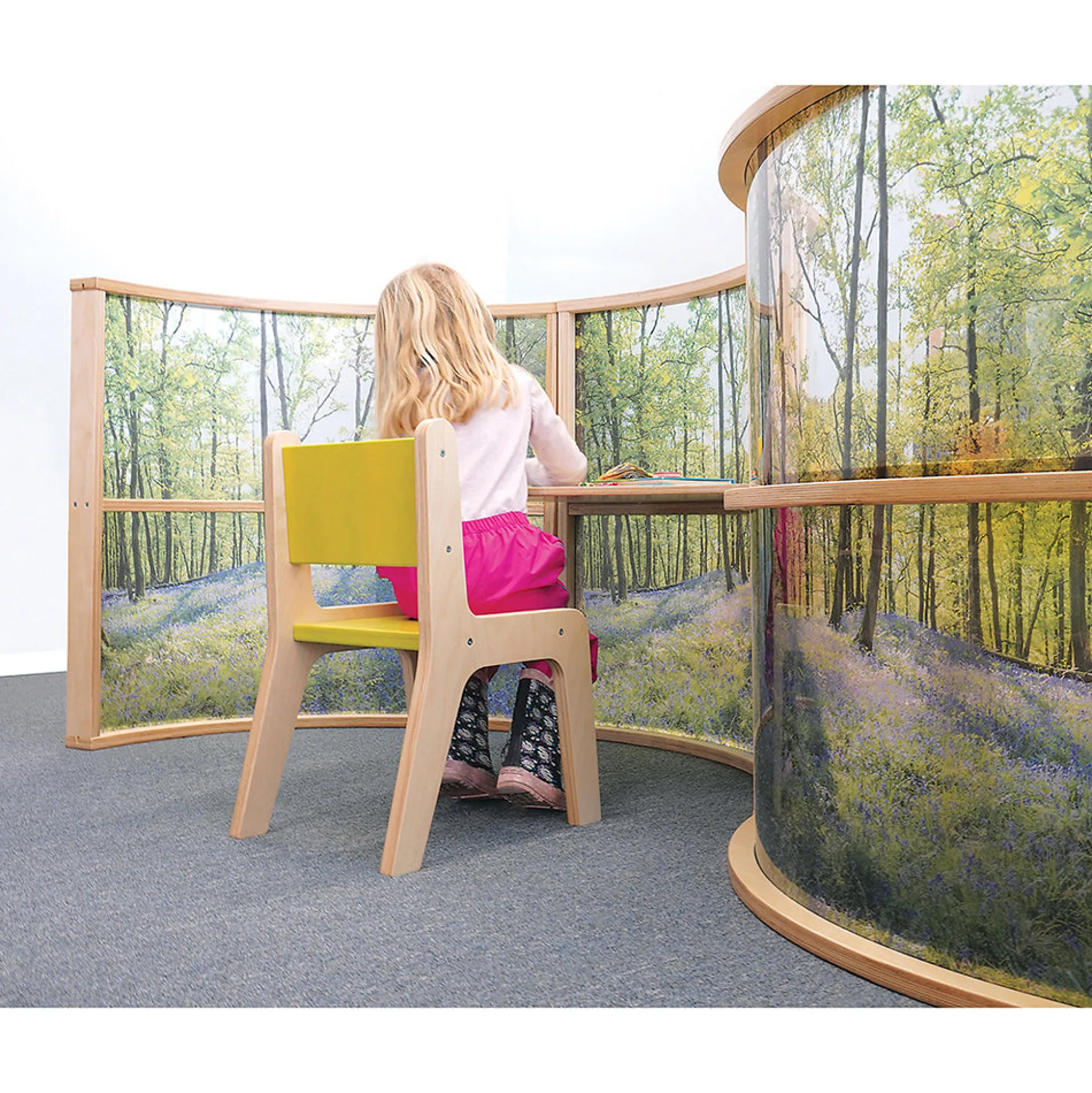 Nature View Serenity Pod | Quiet Learning Pod Desk with Woodland Scene