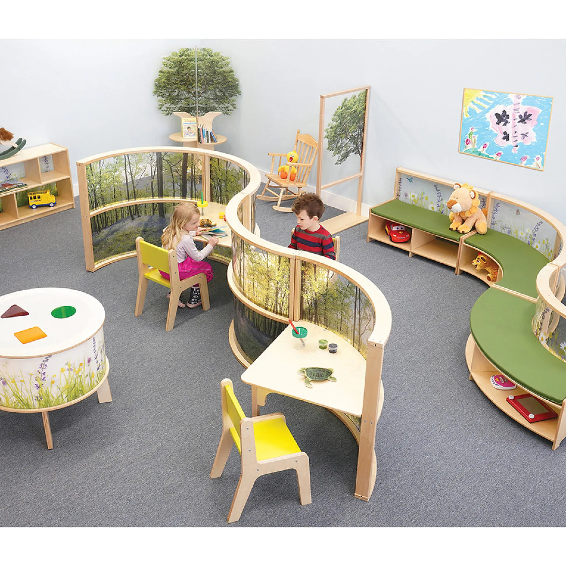 Nature View Serenity Pod | Quiet Learning Pod Desk with Woodland Scene