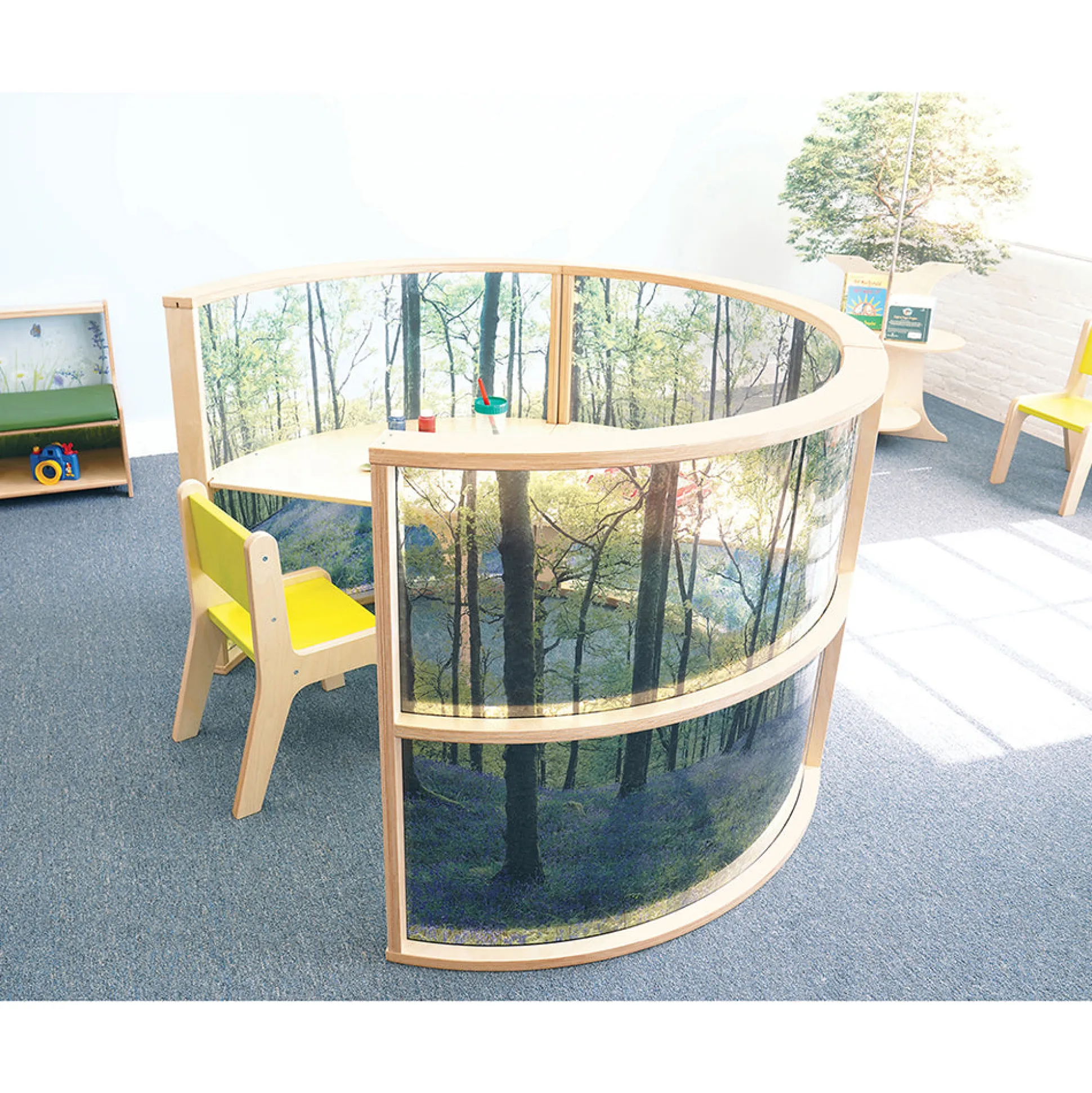 Nature View Serenity Pod | Quiet Learning Pod Desk with Woodland Scene