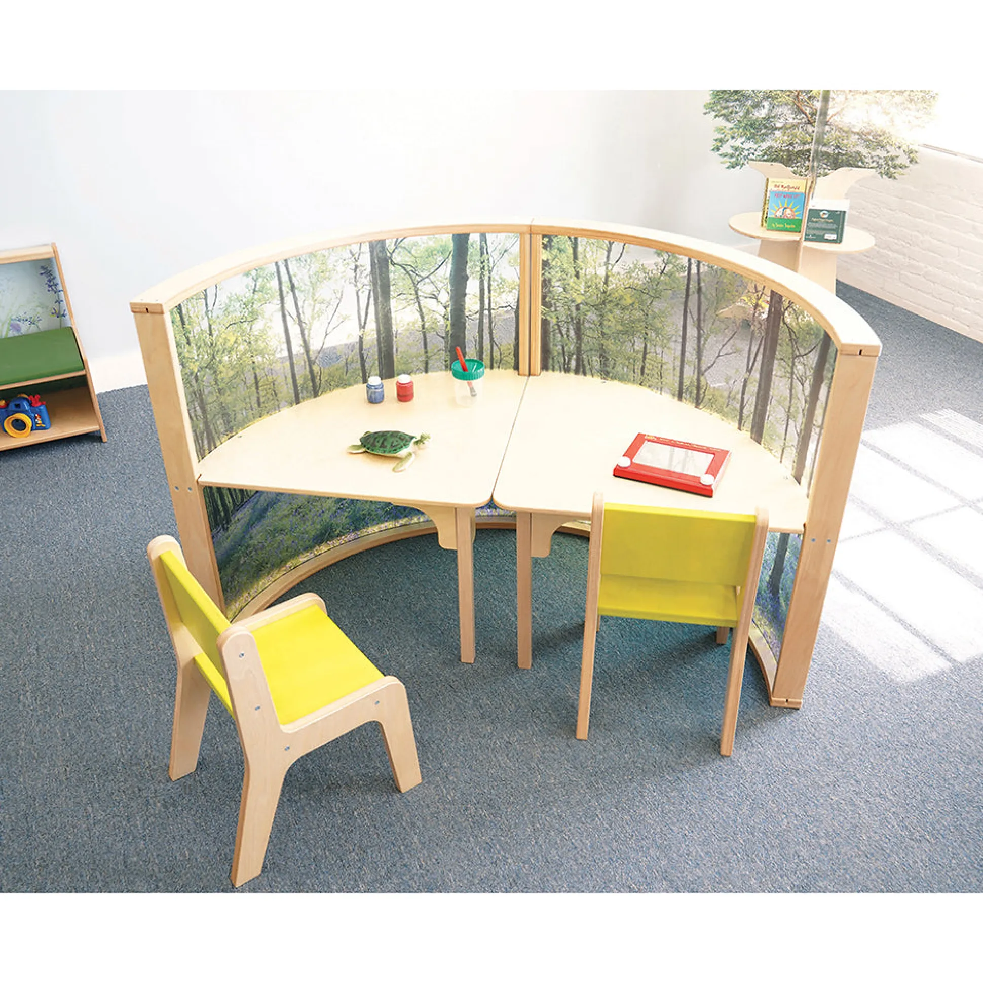Nature View Serenity Pod | Quiet Learning Pod Desk with Woodland Scene