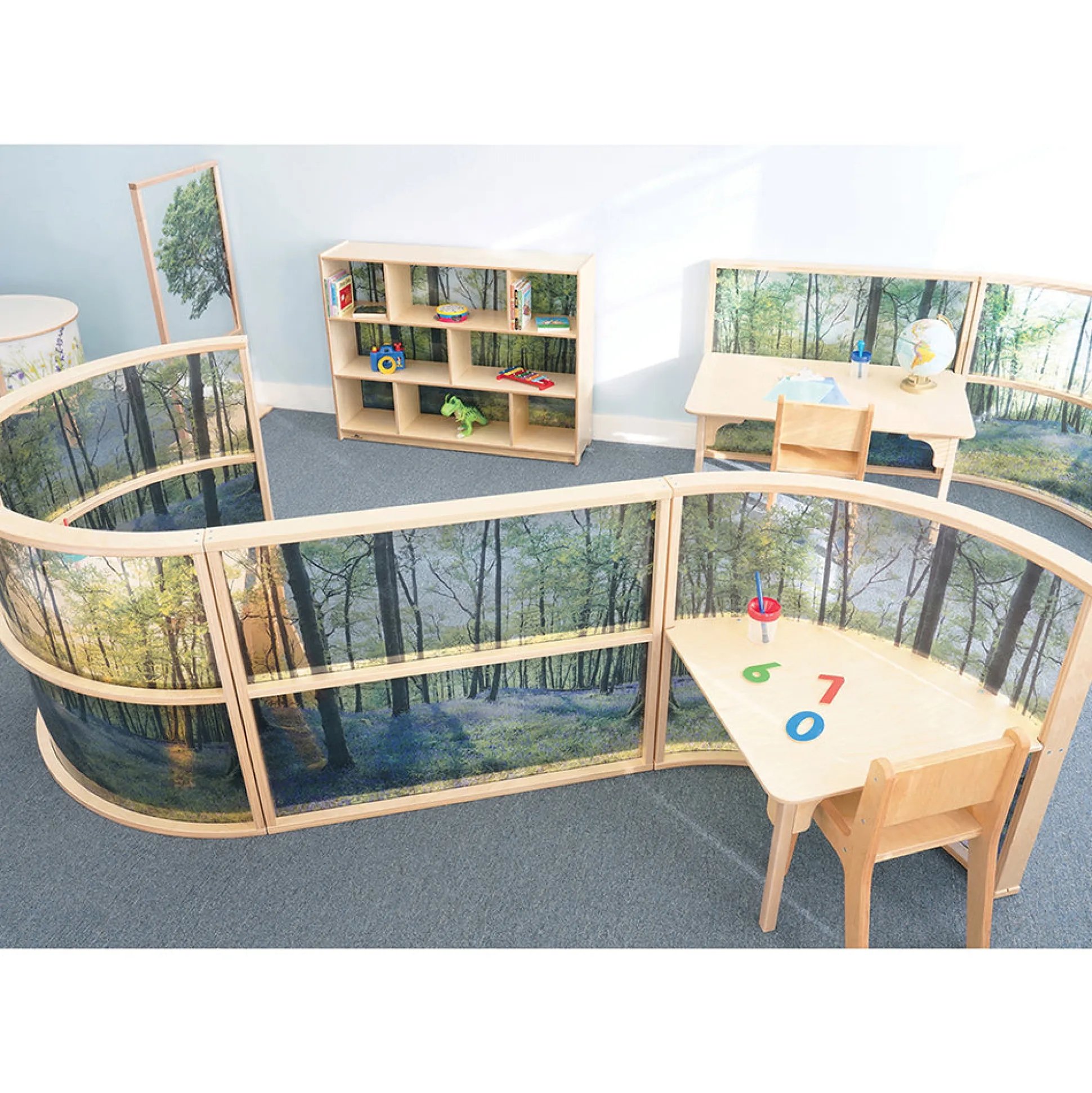Nature View 36" Serenity Storage Cabinet | Woodland Acrylic Back Classroom Shelving Unit