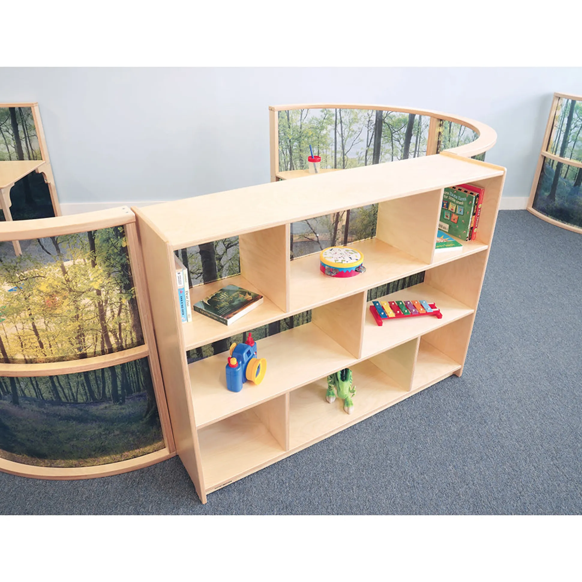 Nature View 36" Serenity Storage Cabinet | Woodland Acrylic Back Classroom Shelving Unit
