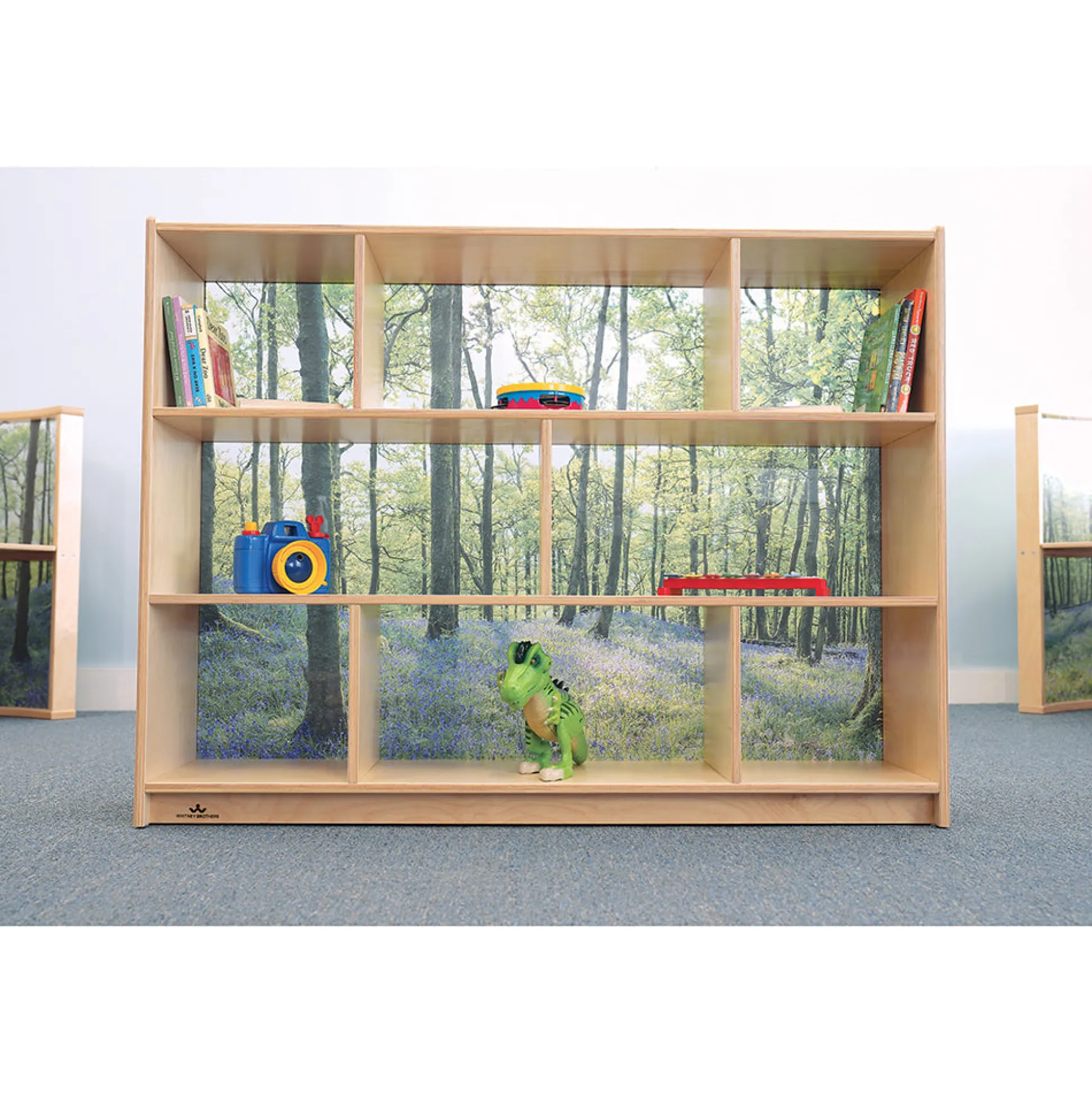 Nature View 36" Serenity Storage Cabinet | Woodland Acrylic Back Classroom Shelving Unit