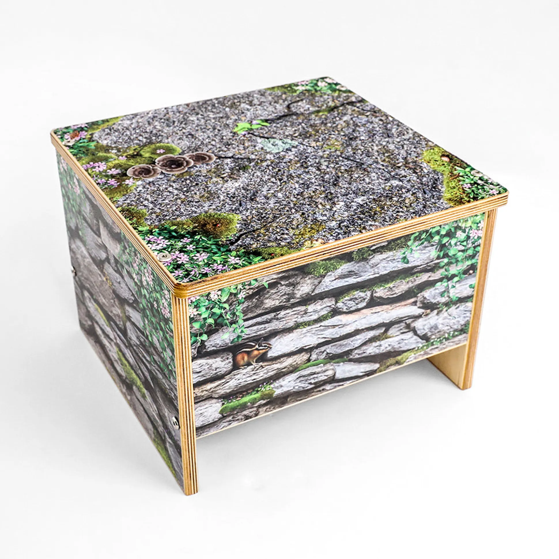 Nature View Small Stone Wall Bench | 10" High Biophilic Classroom Seating for Reading & Activity Areas