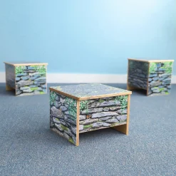Nature View Small Stone Wall Bench | 10" High Biophilic Classroom Seating for Reading & Activity Areas