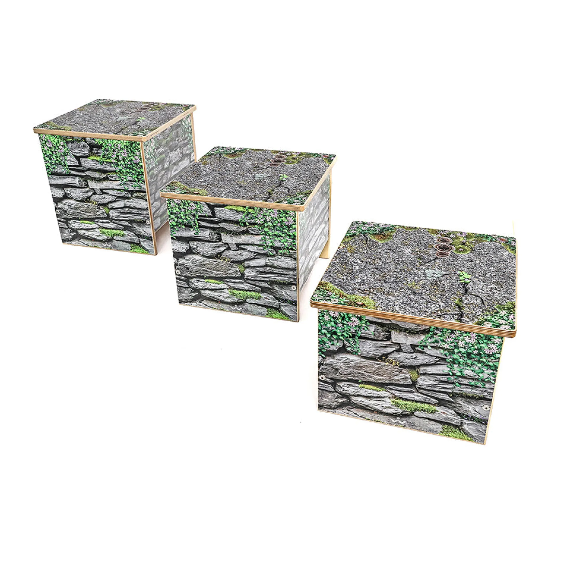 Nature View Small Stone Wall Bench | 10" High Biophilic Classroom Seating for Reading & Activity Areas