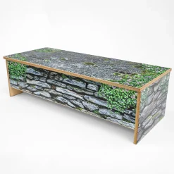 Nature View Stone Wall Bench | 10" High Nature-Themed Classroom Bench | Realistic Garden Stone Design