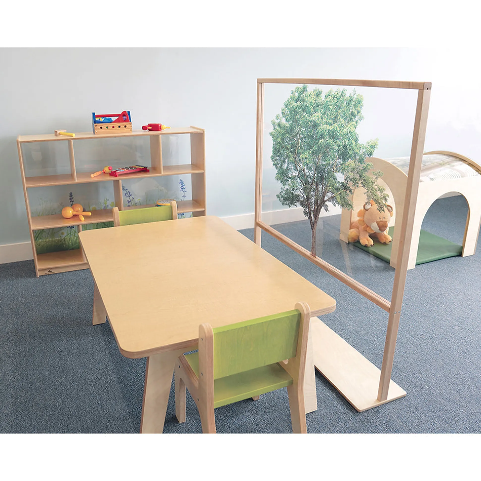 Nature View 48" Tree Acrylic Classroom Partition | Reversible Floor Divider