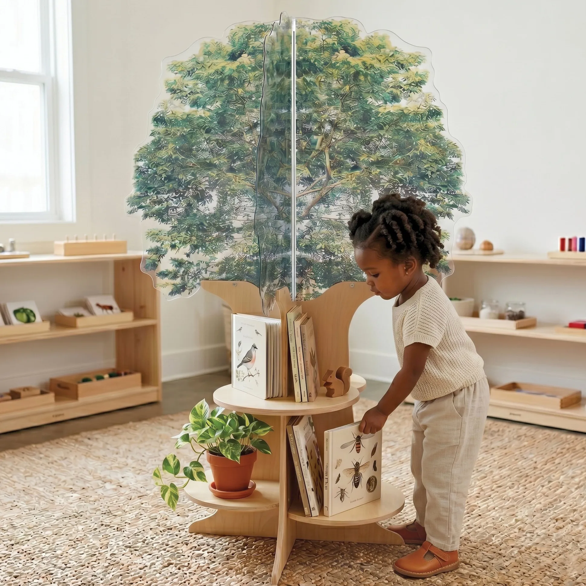 Nature View Tree Book Shelf | Reversible Biophilic Acrylic Bookshelf