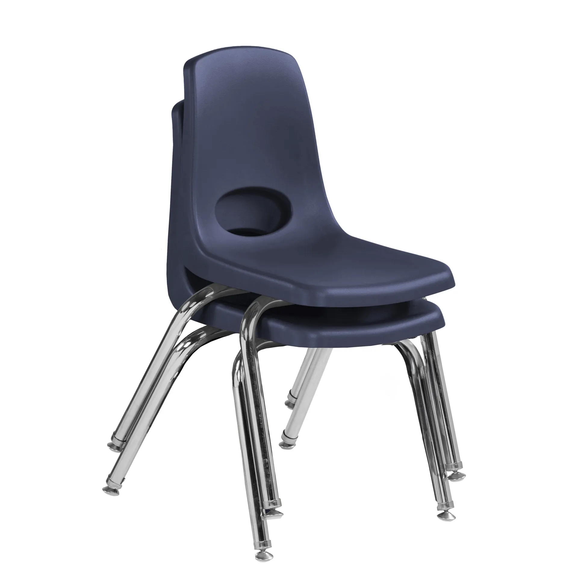 14" Navy Stack Chairs | Set of 2 | Durable Preschool Classroom Seating