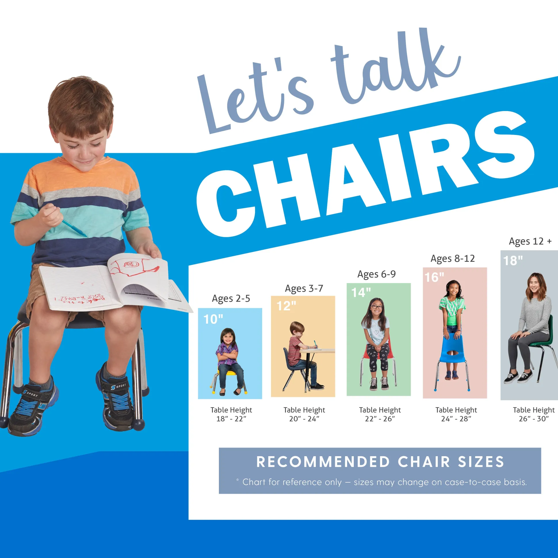 14" Navy Stack Chairs | Set of 2 | Durable Preschool Classroom Seating