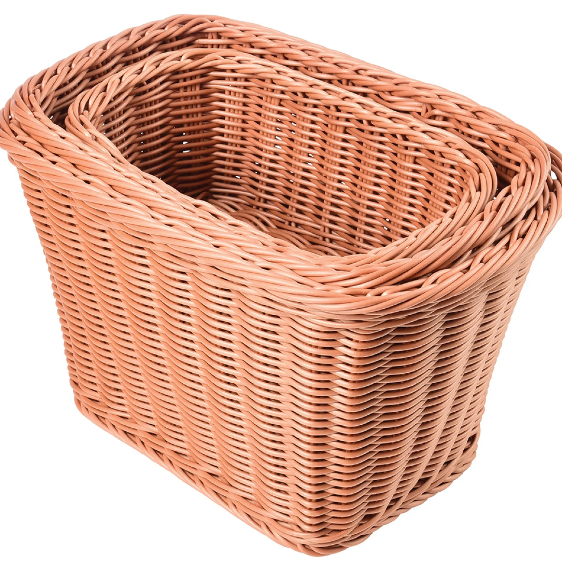 Nesting Plastic Wicker Baskets - Set of 3