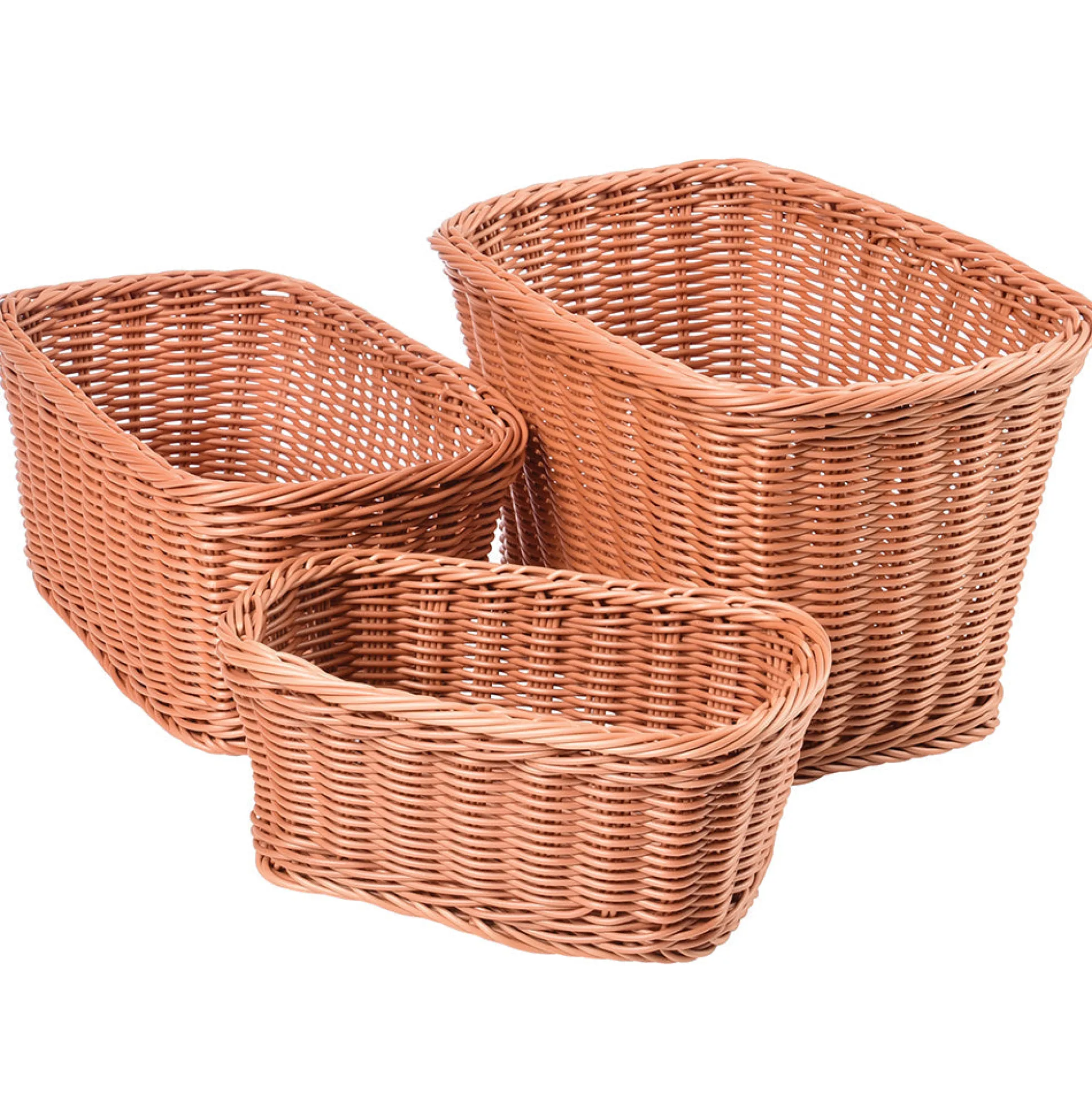 Nesting Plastic Wicker Baskets - Set of 3