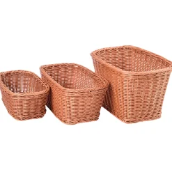 Nesting Plastic Wicker Baskets - Set of 3
