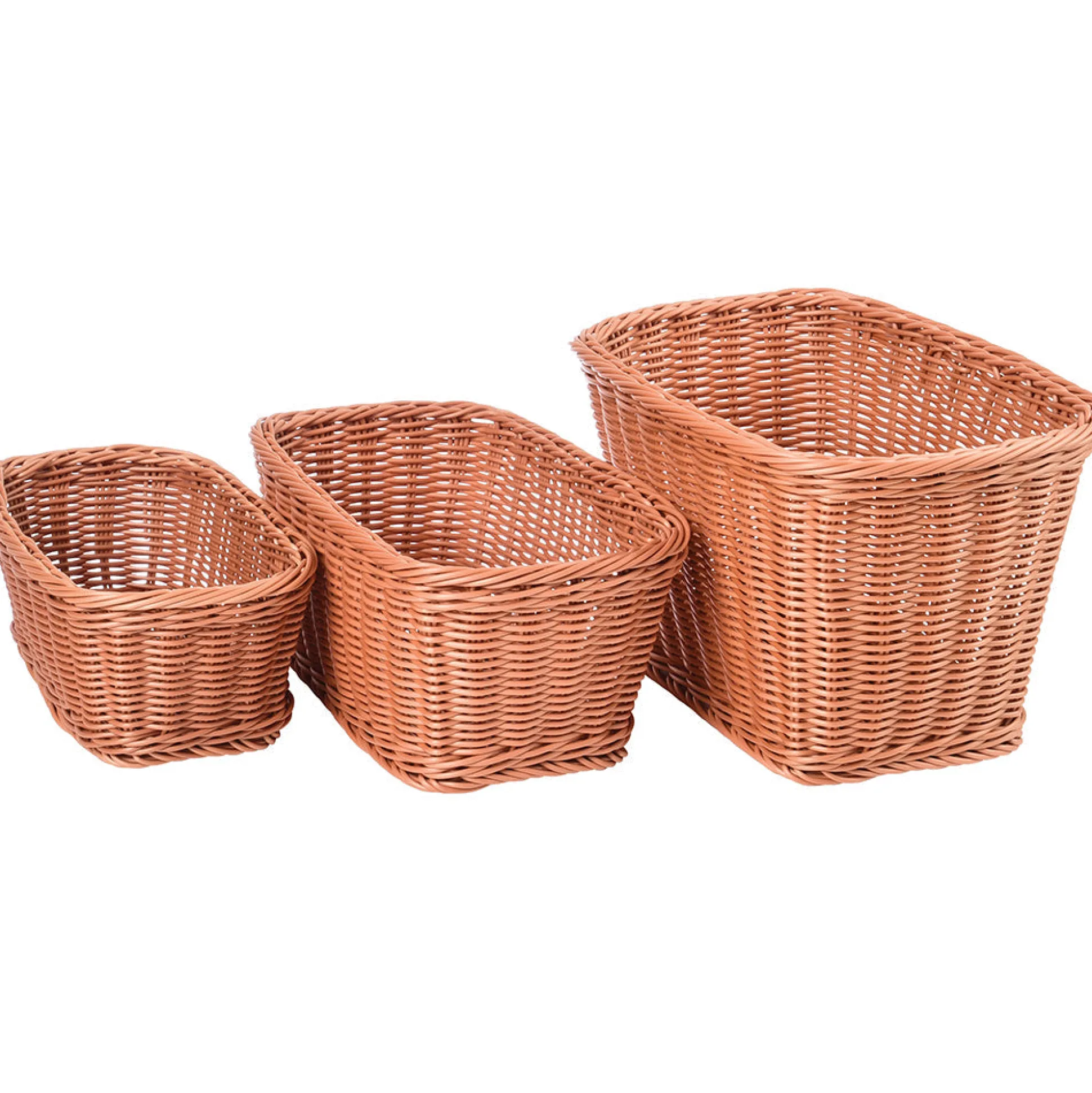 Nesting Plastic Wicker Baskets - Set of 3