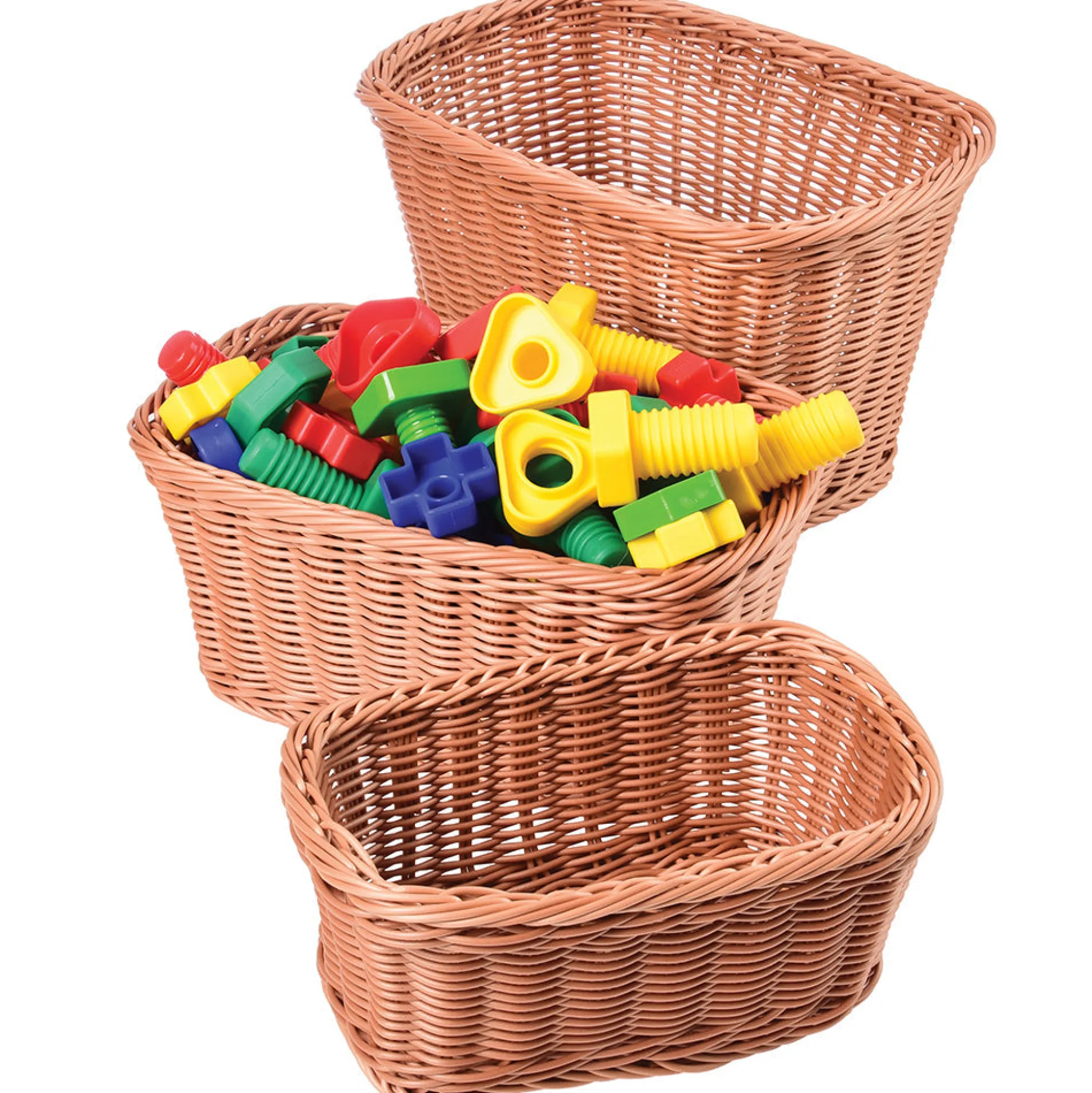 Nesting Plastic Wicker Baskets - Set of 3
