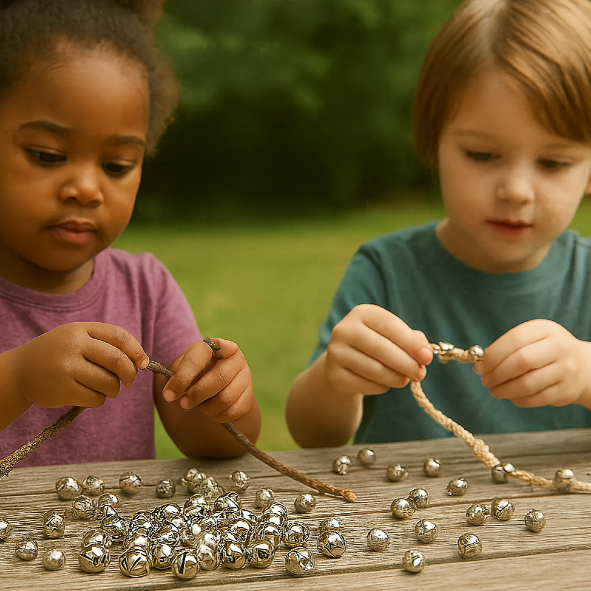 Nickel Jingle Bells | Craft, Counting & Lacing Bells with Eyelets | Set of 100