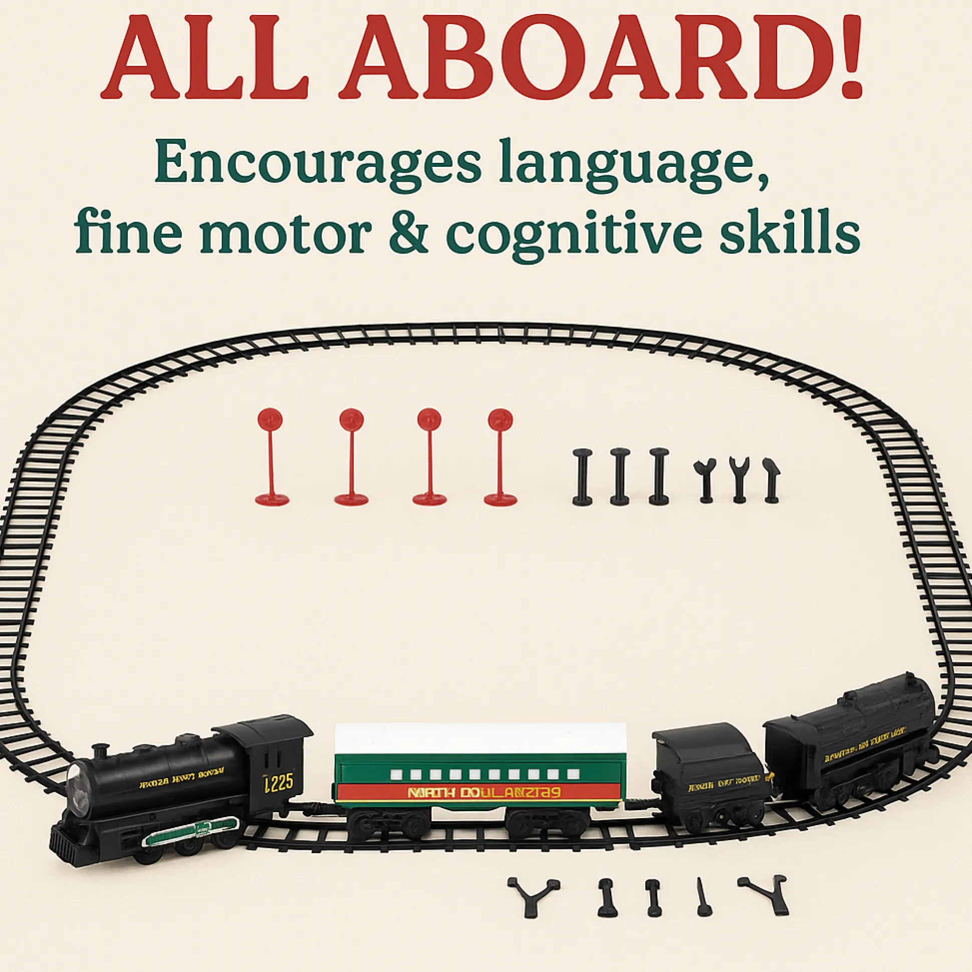 North Pole Express Electric Train Set for Preschool STEM Play