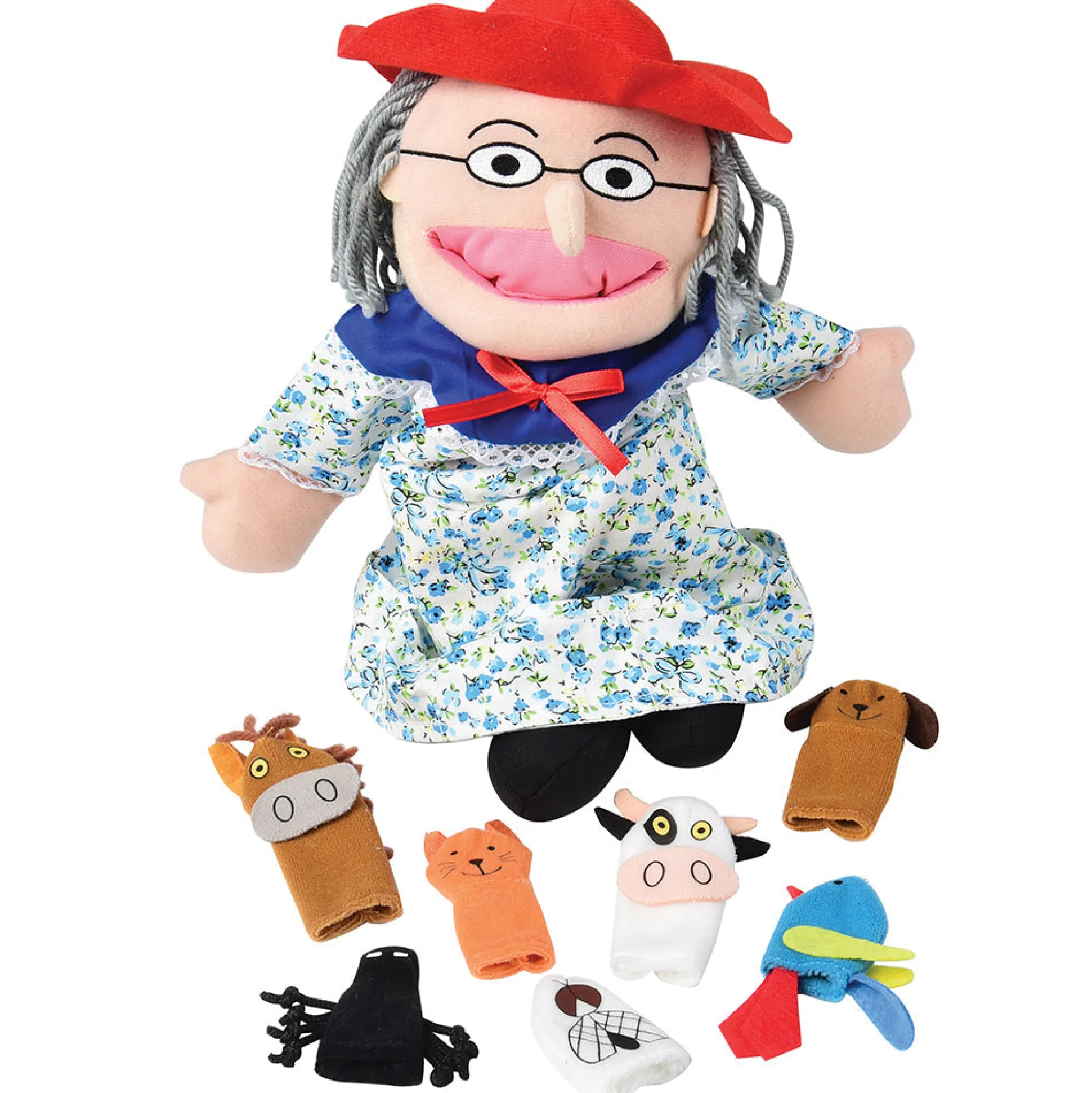 Old Lady Who Swallowed a Fly Storytelling Doll & Animal Finger Puppet Set*