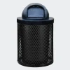 Outdoor Diamond Steel Trashcan with Liner & Lid | Commercial Playground & Park Waste Receptacle