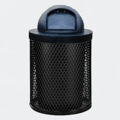 Outdoor Diamond Steel Trashcan with Liner & Lid | Commercial Playground & Park Waste Receptacle