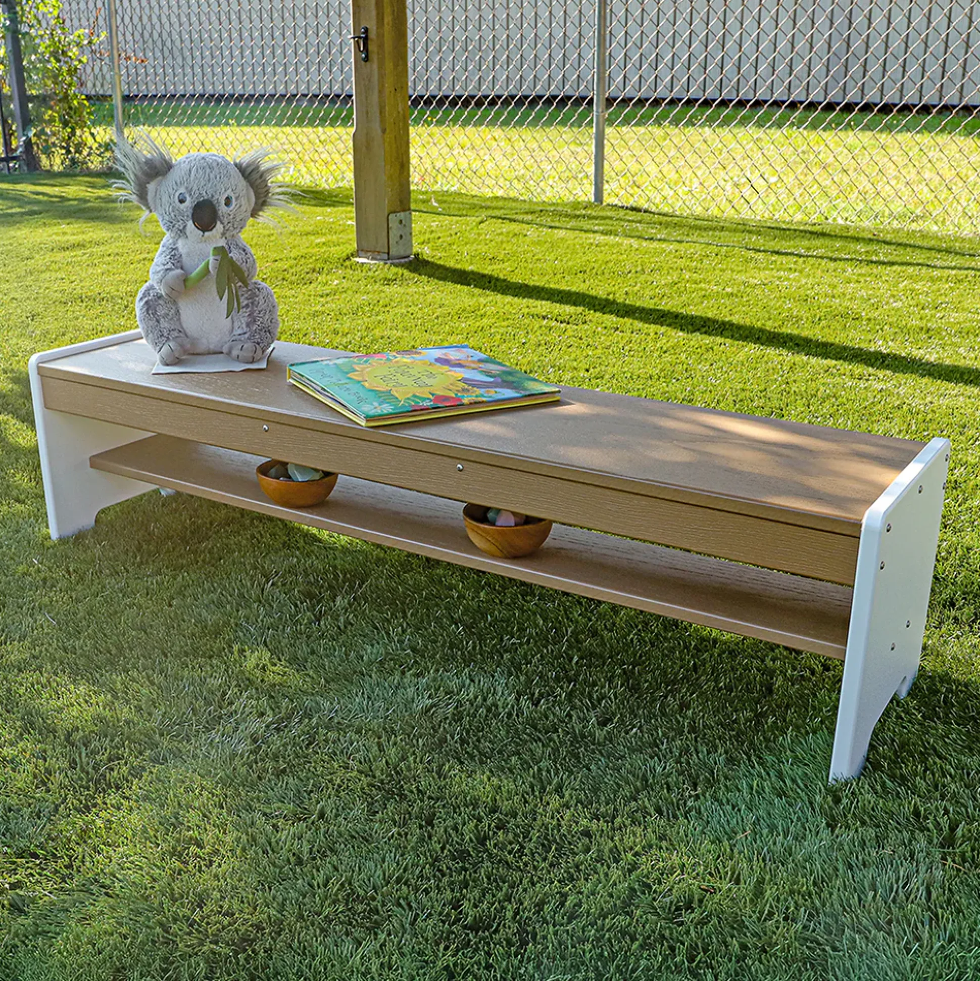 outdoorED™ Bench | Weather-Resistant Outdoor Classroom Bench with Storage Shelf