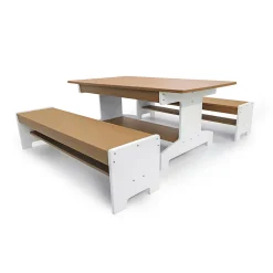 outdoorED™ Table And Two Benches Set | Weather-Resistant Outdoor Classroom Seating & Activity Table