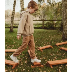 Outdoor Wooden Balance Boards | 8-Piece Eucalyptus Balance Beam Set