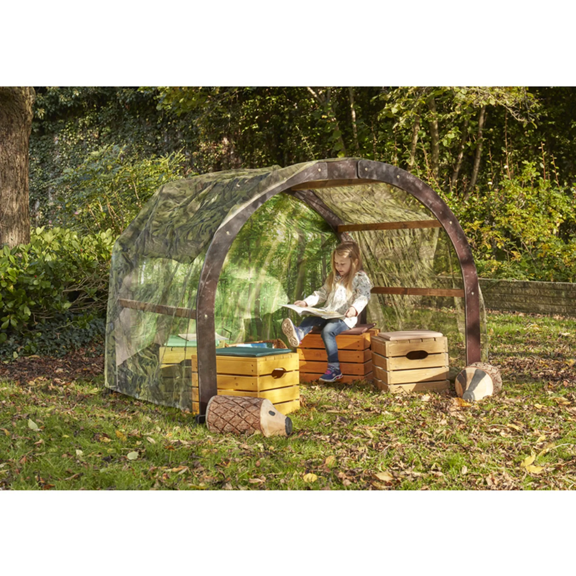 Outdoor Wooden Group Arch Den | Large Natural Play & Learning Shelter for Toddlers and Preschool Outdoor Classrooms