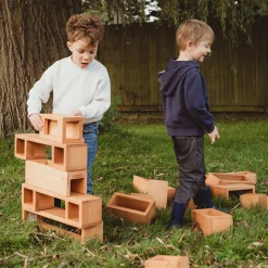 Outdoor Wooden Hollow Blocks | 24-Piece Eucalyptus Building Set