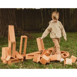 Outdoor Wooden Hollow Blocks | 24-Piece Eucalyptus Building Set