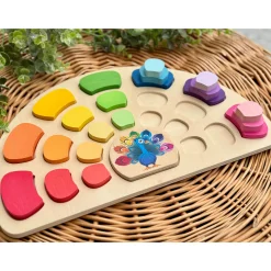 Pattern and Play Peacock Wooden Puzzle | Color Sorting, Patterning & Fine Motor Learning Toy