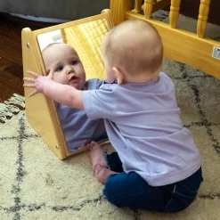 Peek-A-Boo Angled Mirror with Eco-Friendly Wooden Stand
