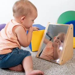 Peek-A-Boo Angled Mirror with Eco-Friendly Wooden Stand