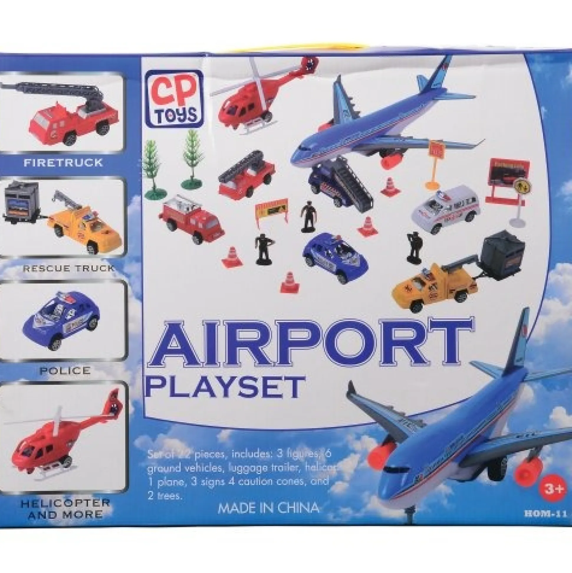 24-Piece Airport Playset with Vehicles, Helicopter, Airplane & Accessories