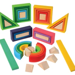 38-Piece Colorful Designer Blocks | Durable Hardwood Shapes for Creative Building