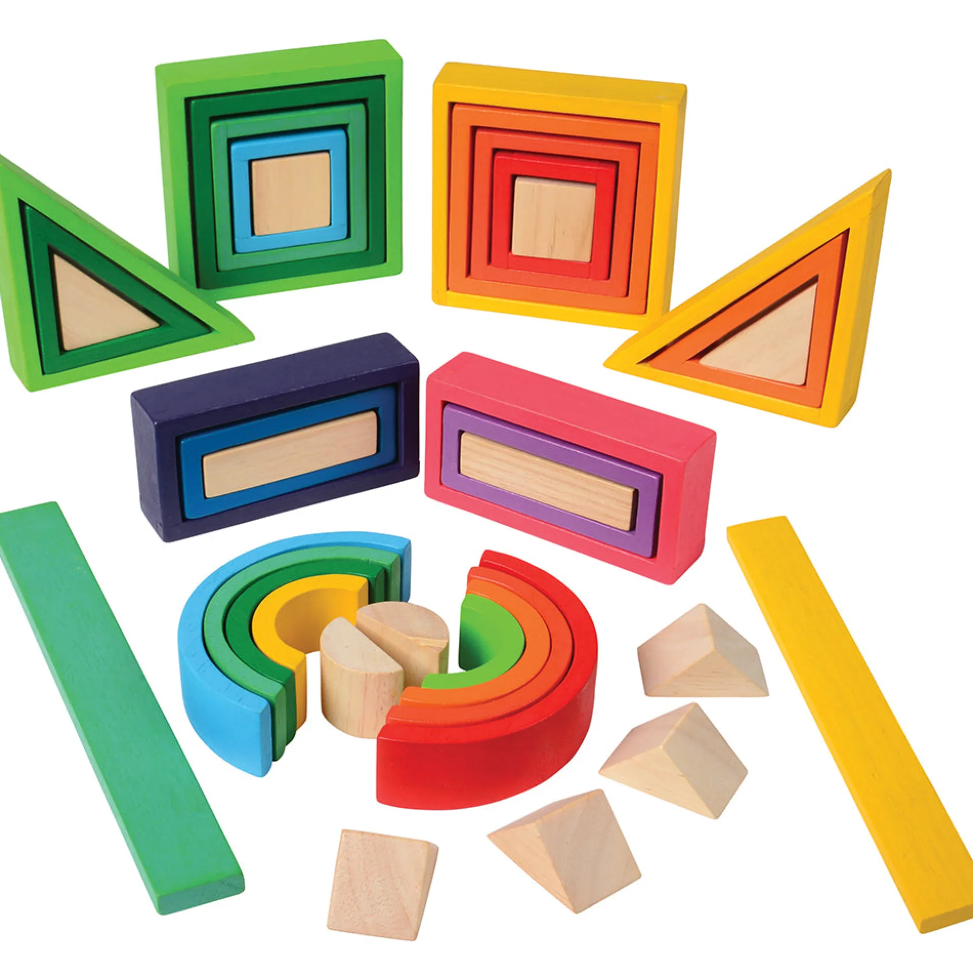 38-Piece Colorful Designer Blocks | Durable Hardwood Shapes for Creative Building