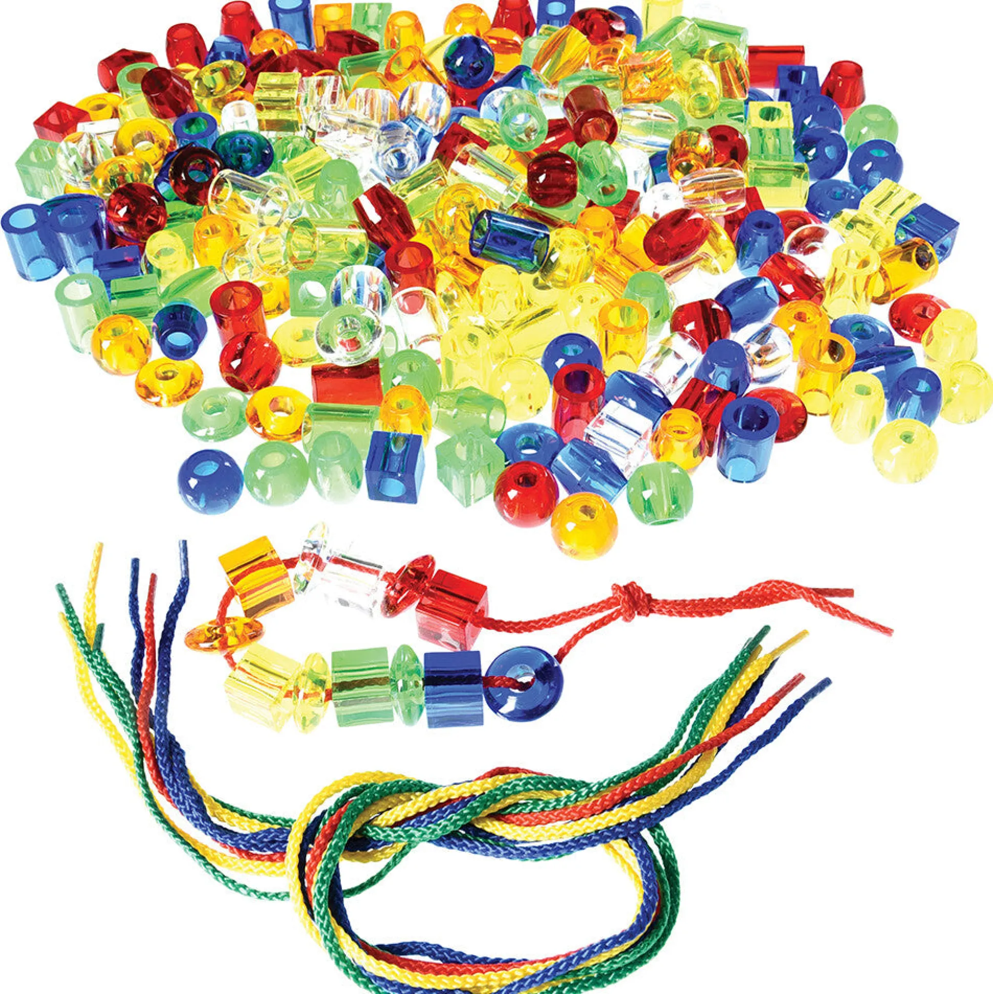 258-Piece Giant Transparent String Beads Set | 250 Light Table Lacing Beads with 8 Tipped Laces