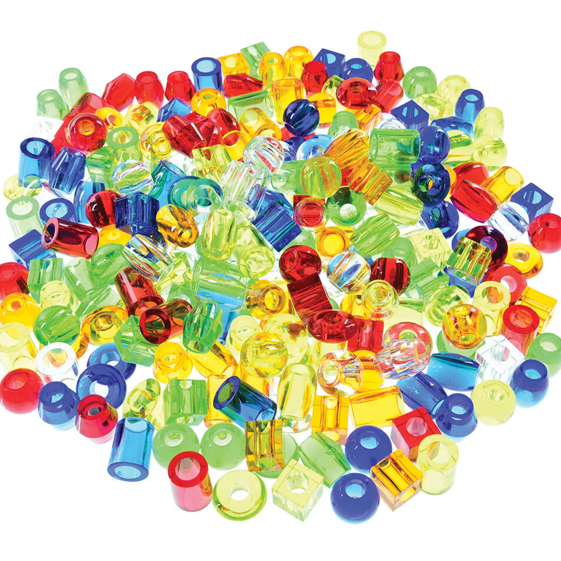 258-Piece Giant Transparent String Beads Set | 250 Light Table Lacing Beads with 8 Tipped Laces