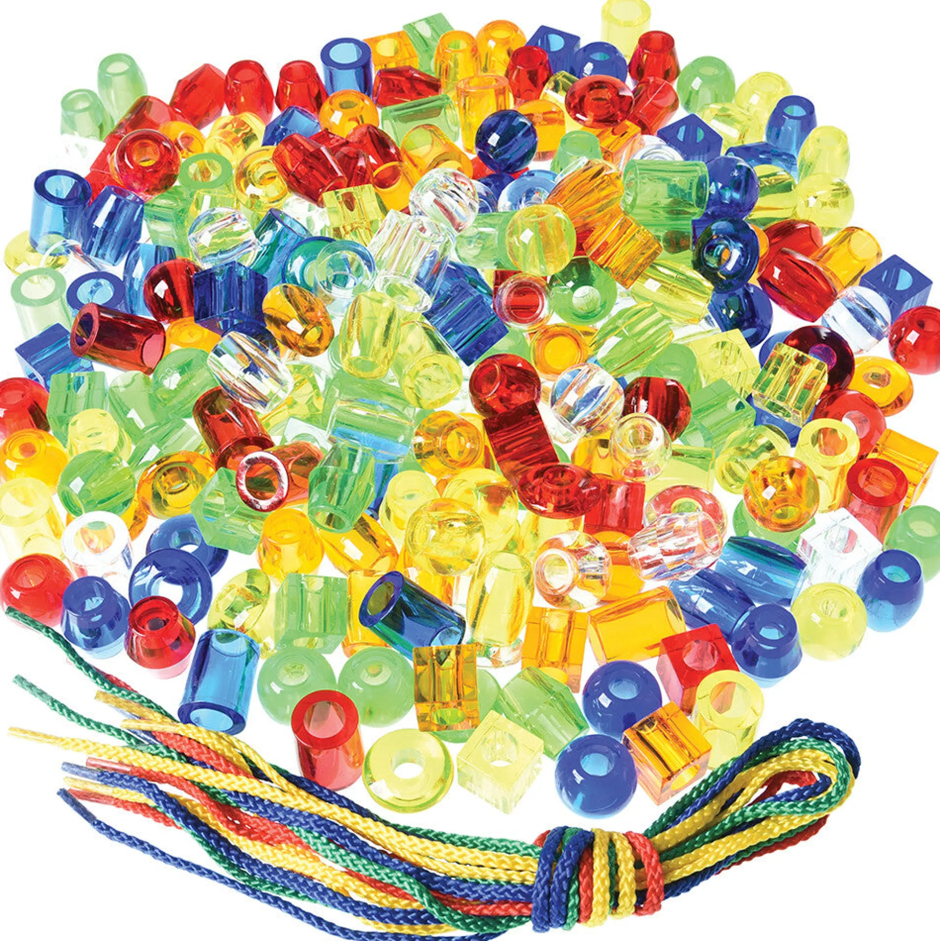 258-Piece Giant Transparent String Beads Set | 250 Light Table Lacing Beads with 8 Tipped Laces