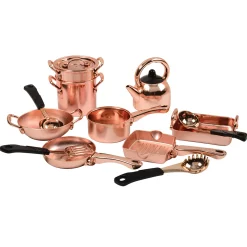 13-Piece Kids' Copper Plastic Cooking Play Set | Realistic Pretend Play Cookware