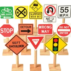 12-Piece Large Wooden International Traffic Sign Set | 11