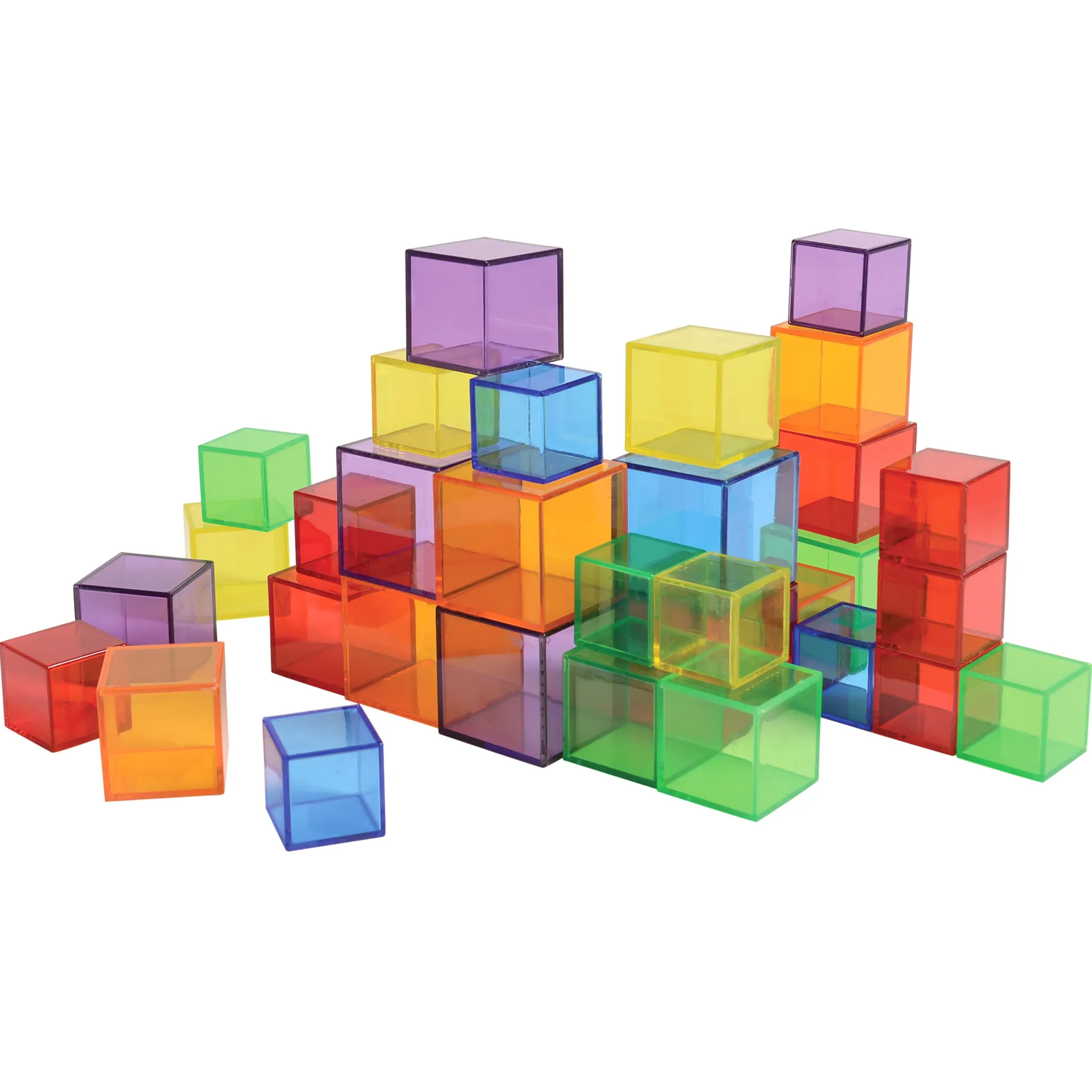 54-Piece Translucent Cube Blocks Set | Light Table STEM Building Manipulatives