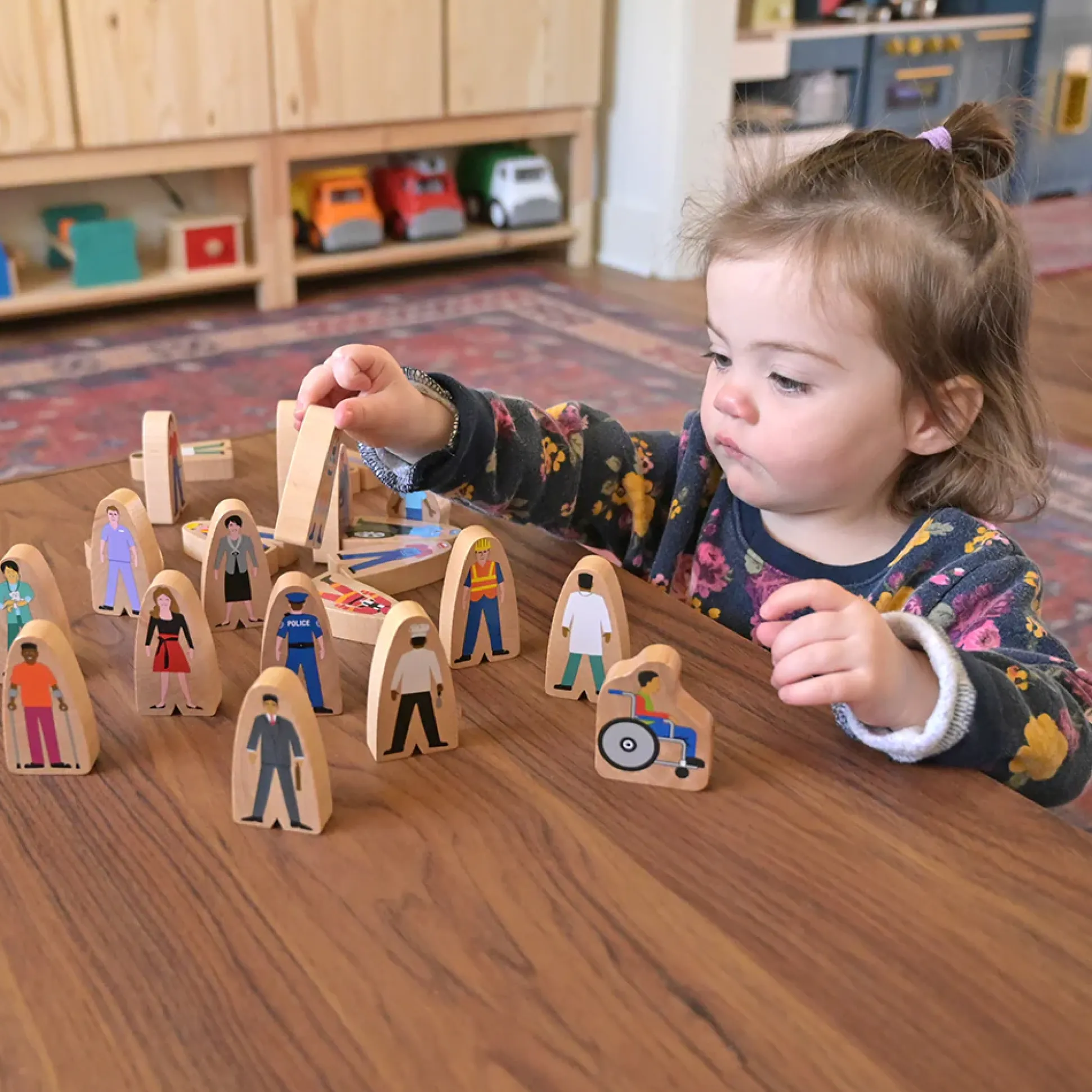 25-Piece Wooden Community Helpers Figures Set | Diverse Block Play People for Preschool Learning