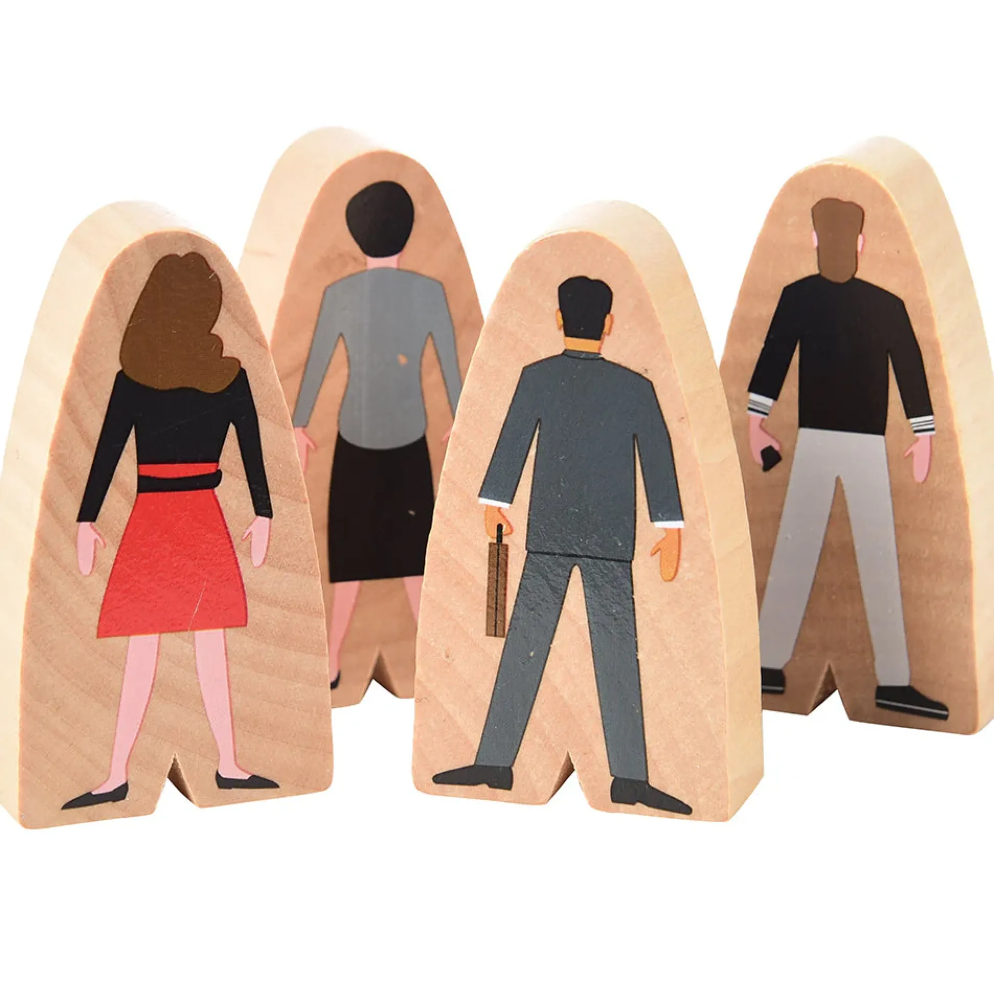 25-Piece Wooden Community Helpers Figures Set | Diverse Block Play People for Preschool Learning
