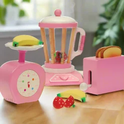 13-Piece Wooden Play Appliances Accessories Set with Blender, Toaster & Scale