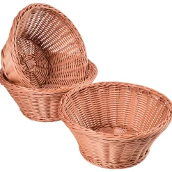 Plastic Wicker Round Baskets - Set of 3